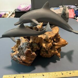 John Perry Burl wood Dolphin sculpture